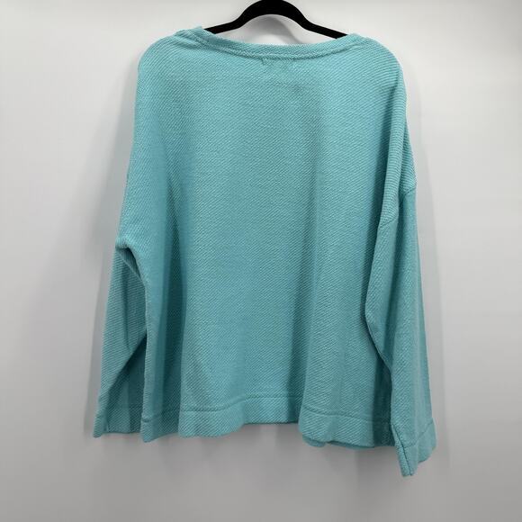 Escape by Habitat Sweater Womens Large Aqua Textured Knit Crewneck Pullover - Picture 3 of 9